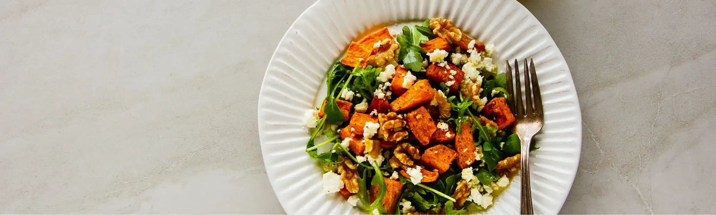 ensalada batatas asadas miel semillas canamo Amoseeds especialista superalimentos Bio