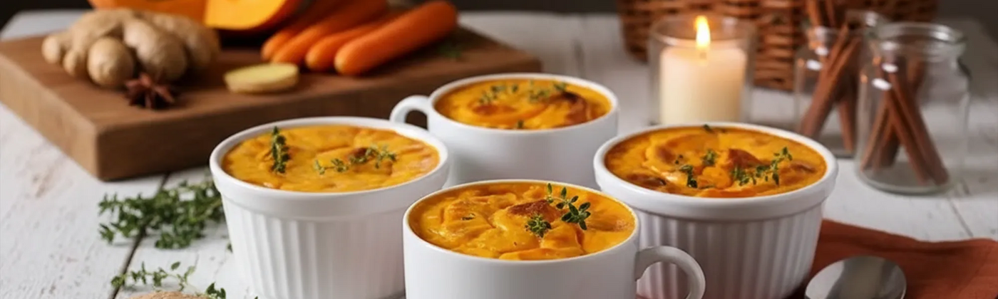 flan de zanahorias, calabaza, jengibre, Amoseeds especialista superalimentos bio