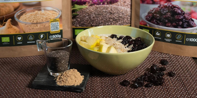 receta overnight bowl con maca arandanos rojos chia Amoseeds especialista superalimentos bio 