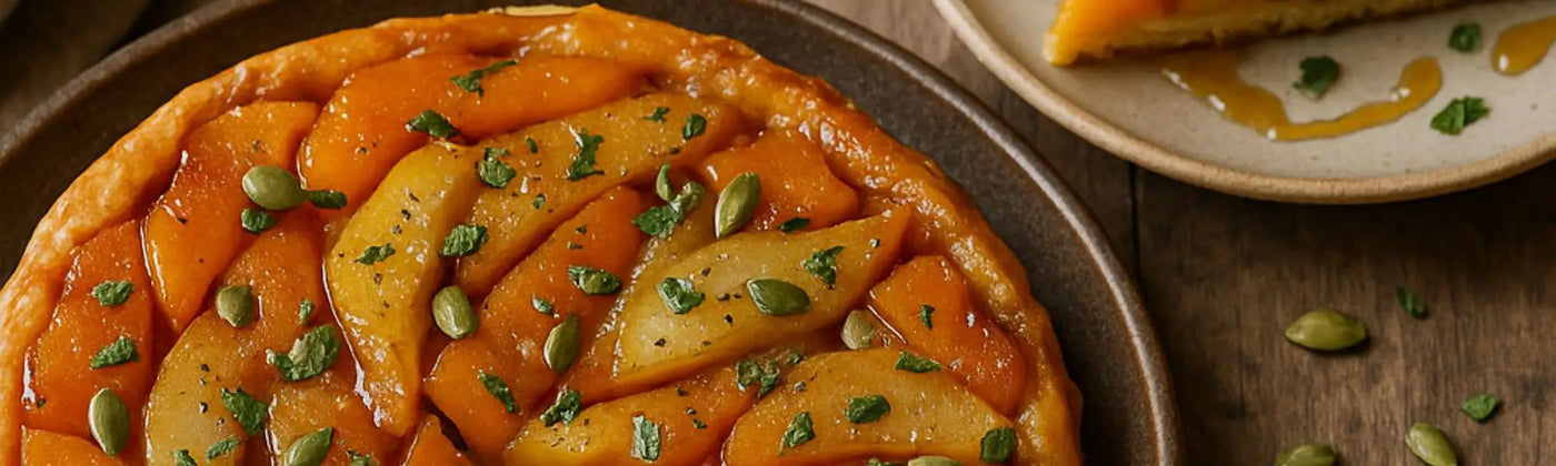 tarta tatin calabaza pera miel canela Amoseeds especialista superalimentos Bio