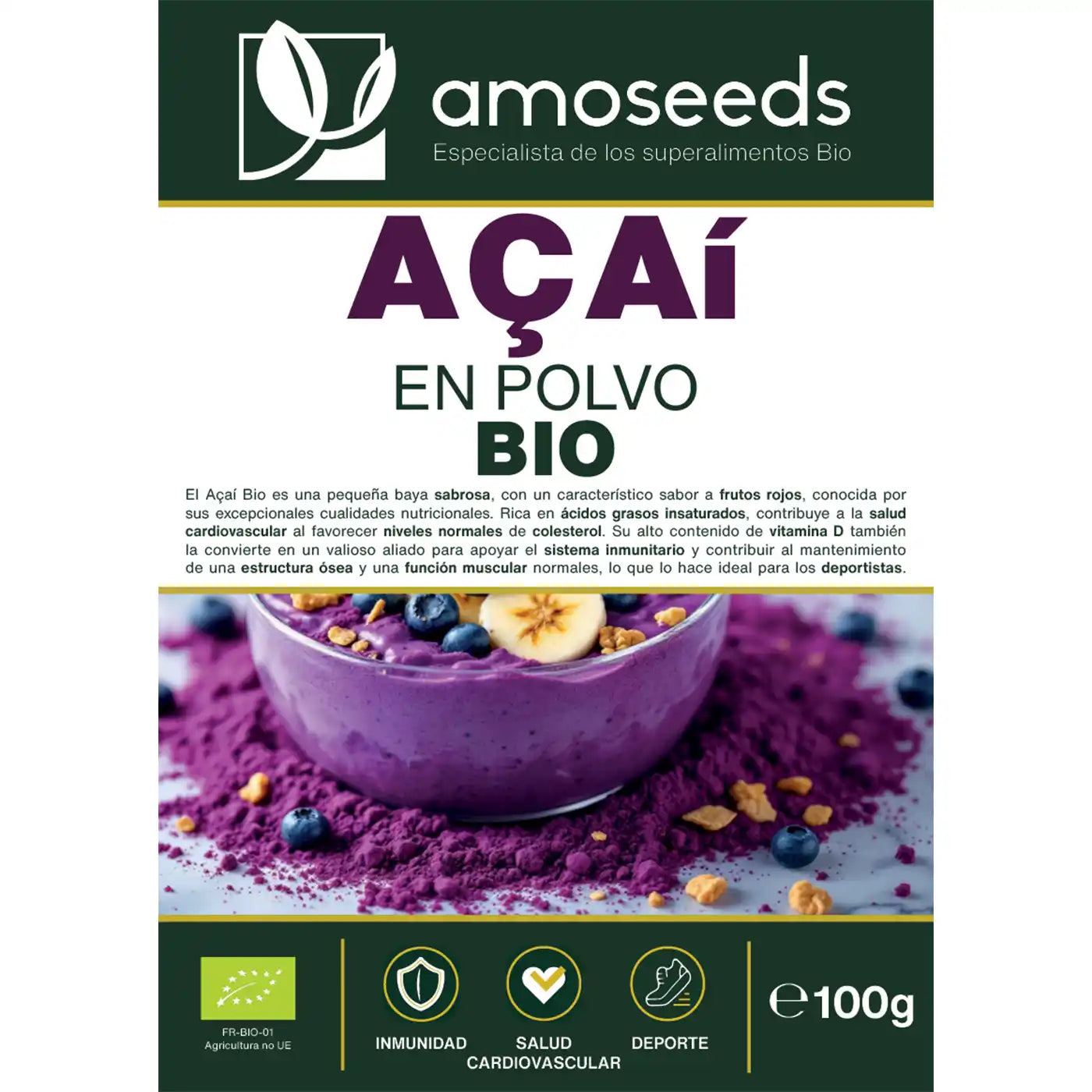 Acai bio polvo amoseeds especialista superalimentos bio