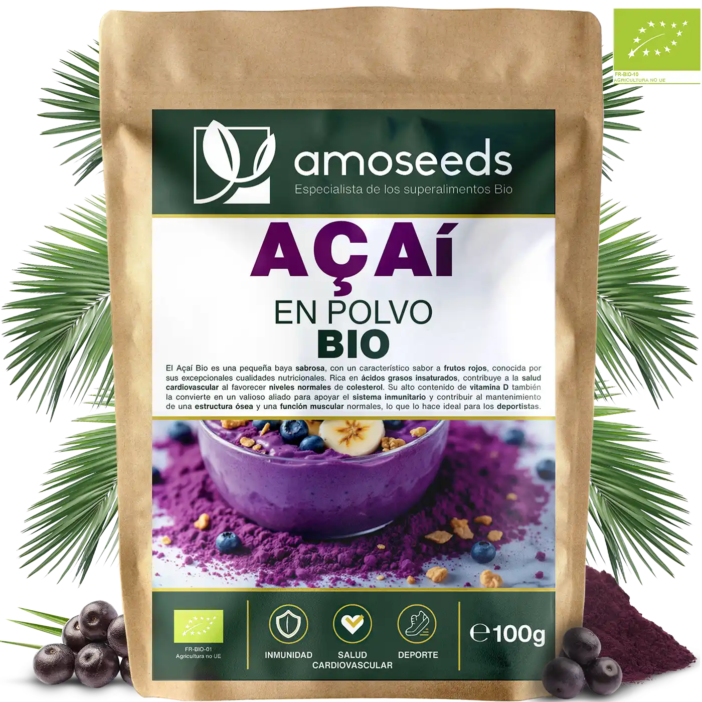 Acai bio polvo amoseeds especialista superalimentos bio