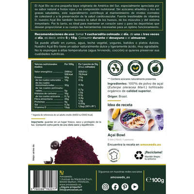 Acai bio polvo amoseeds especialista superalimentos bio