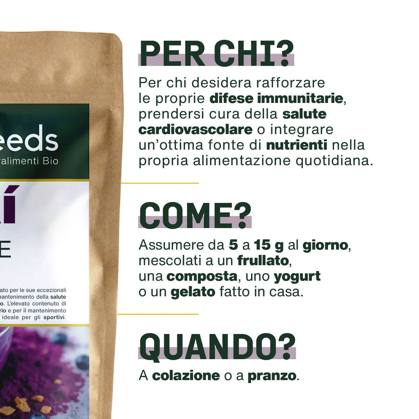 Uso Açaí in Polvere Bio - amoseeds specialisti dei superalimenti bio