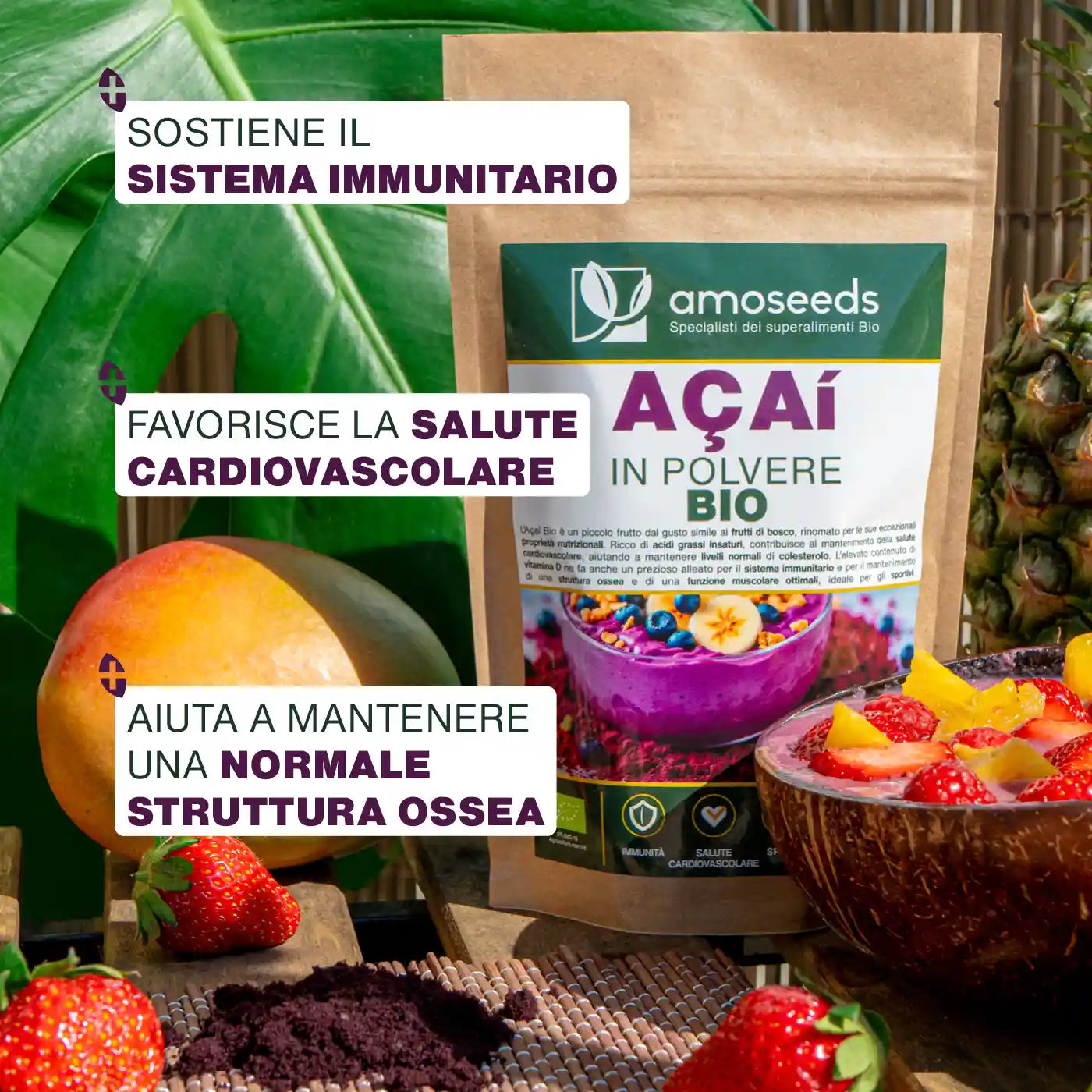 Benefici Açaí in Polvere Bio - amoseeds specialisti dei superalimenti bio