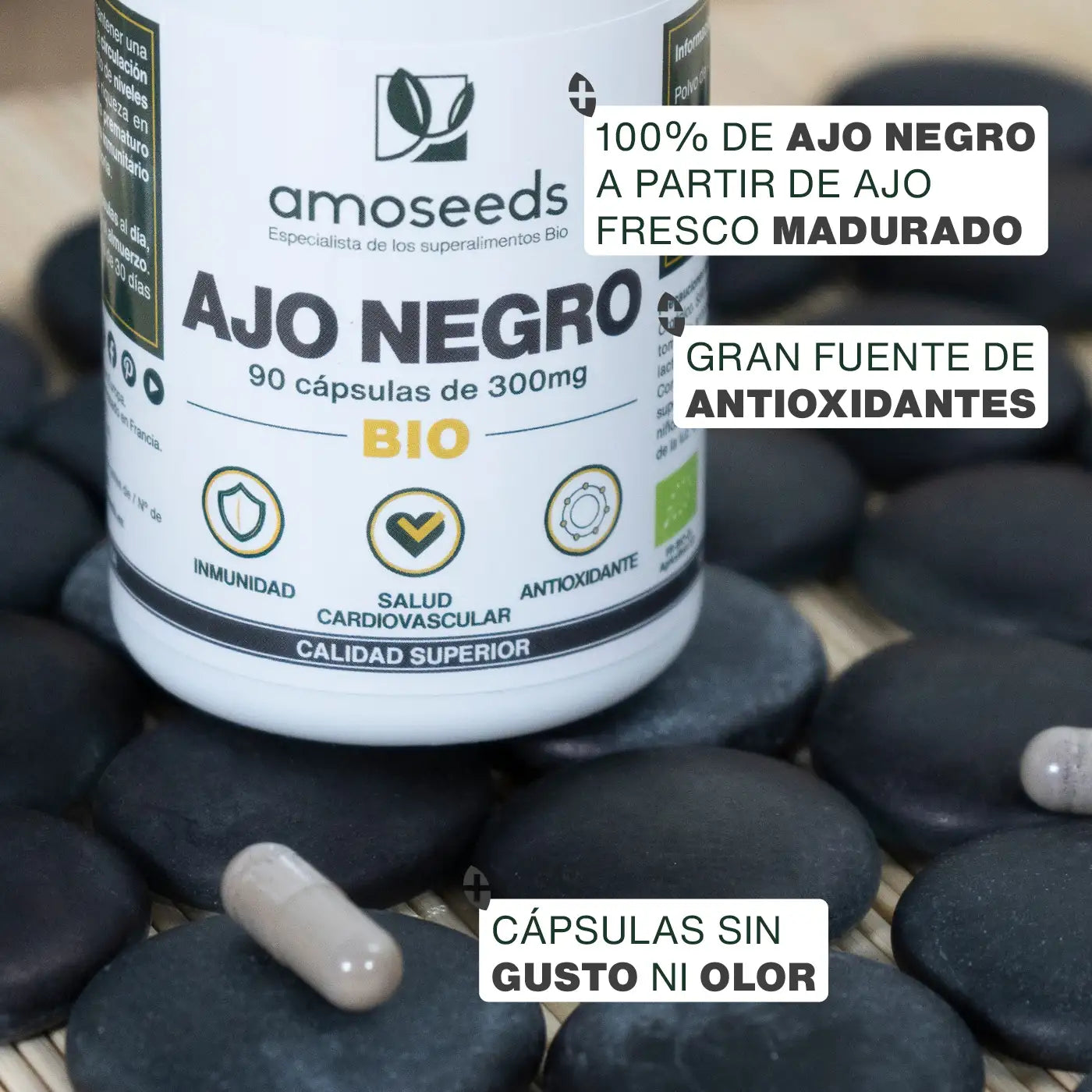 Calidad Ajo Negro Bio - capsulas - amoseeds especialista de los superalimentos bio