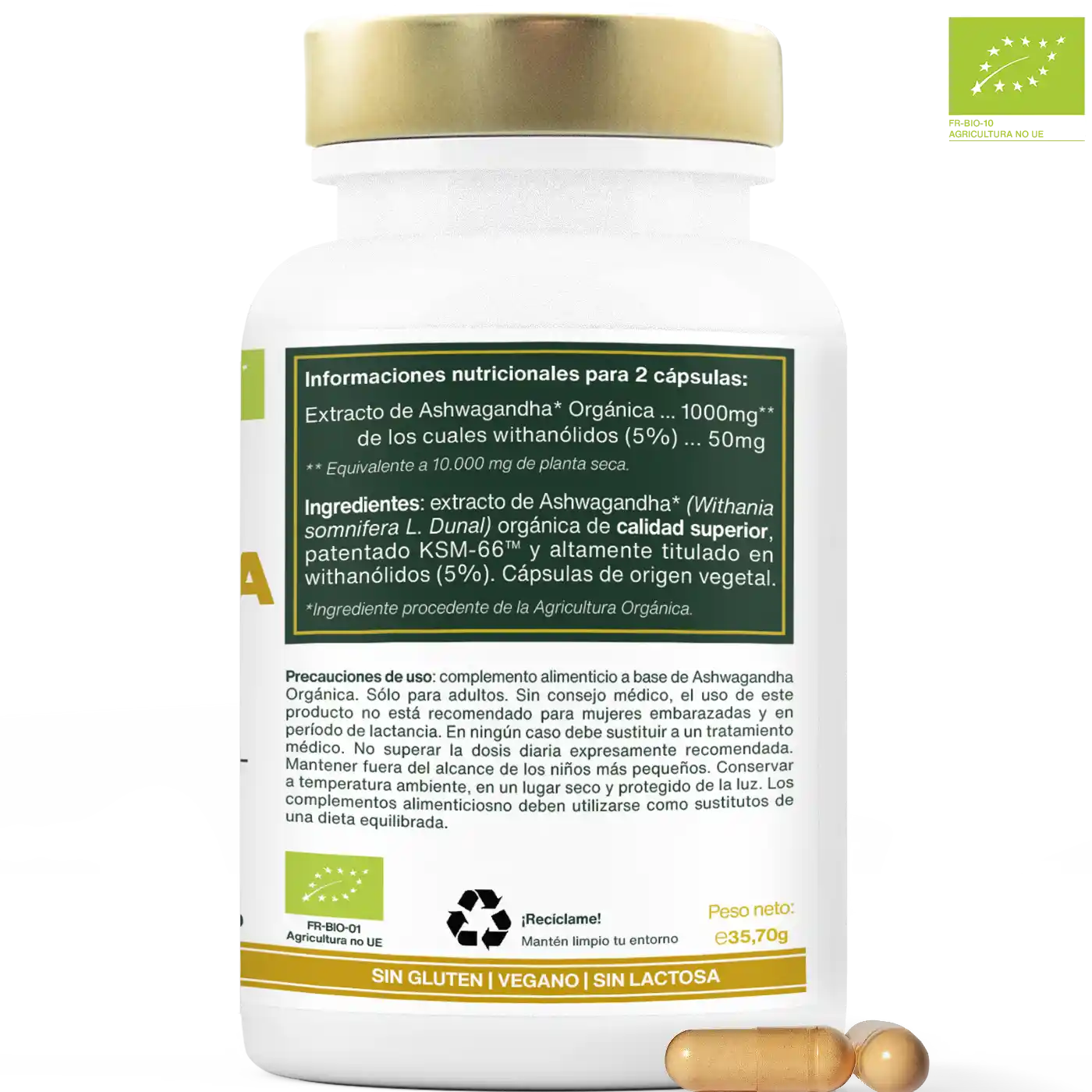 Ashwagandha ksm 66 capsulas bio amoseeds especialista de los superalimentos bio