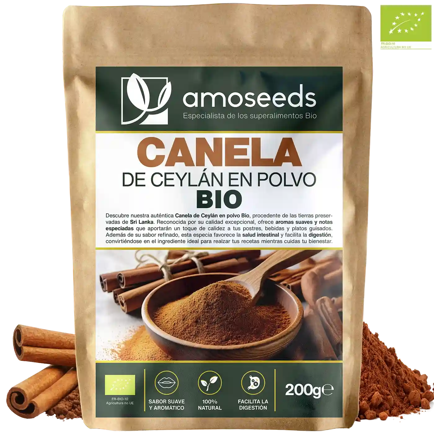 Canela de Ceilán en polvo Bio - amoseeds especialista de los superalimentos bio