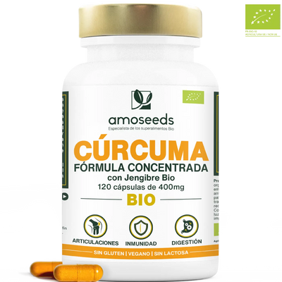 Curcuma Bio formula concentrada con jengibre bio - amoseeds especialista de los superalimentos bio