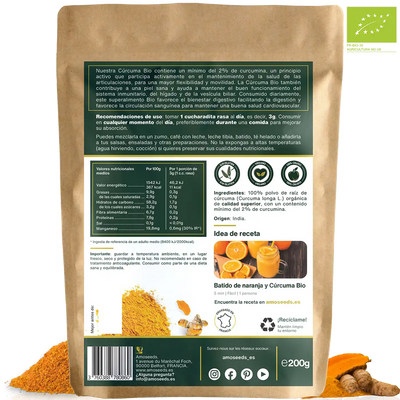 Curcuma polvo Bio amoseeds especialista superalimentos bio