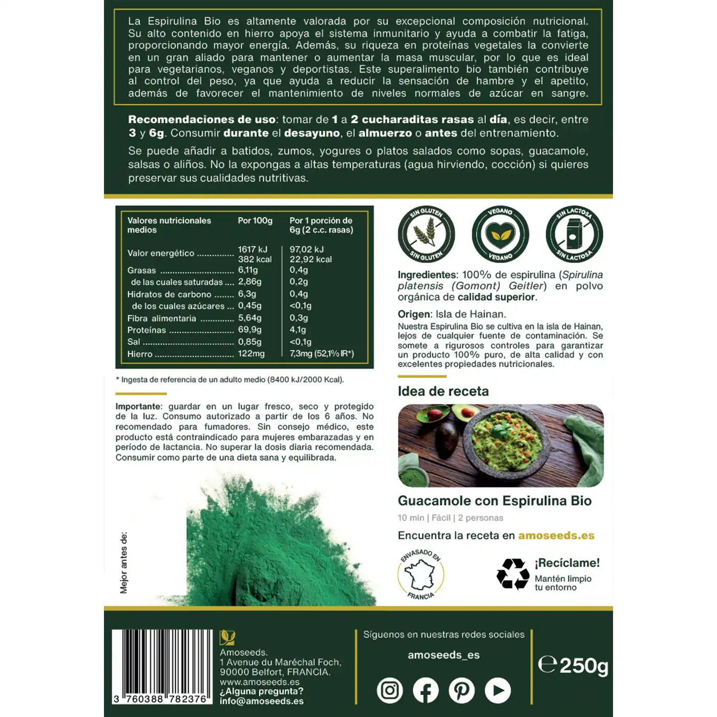 Espirulina en polvo Bio 250G