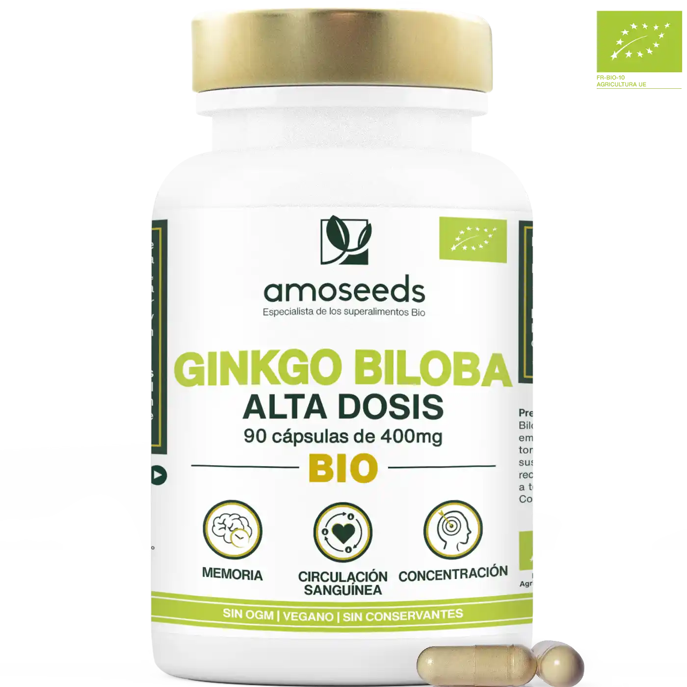 Ginkgo Biloba Bio, Alta Dosis | 90 cápsulas