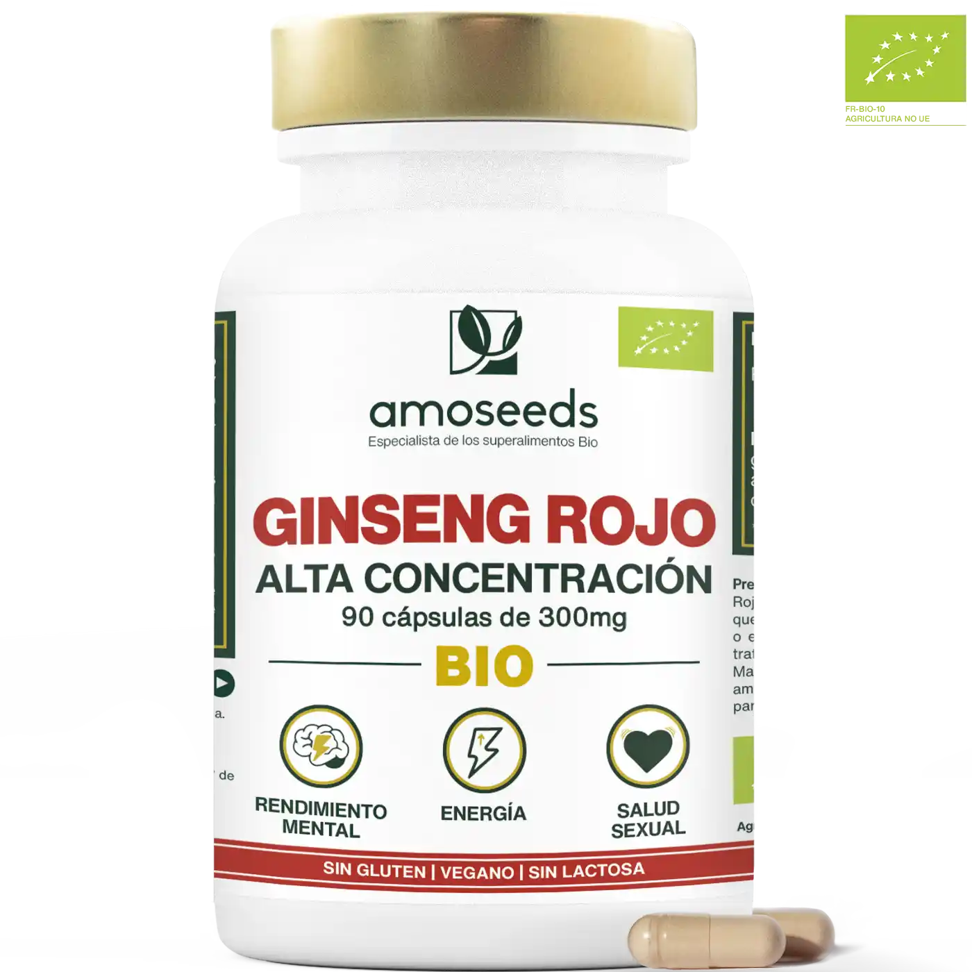 Ginseng Rojo bio capsulas amoseeds especialista de los superalimentos bio