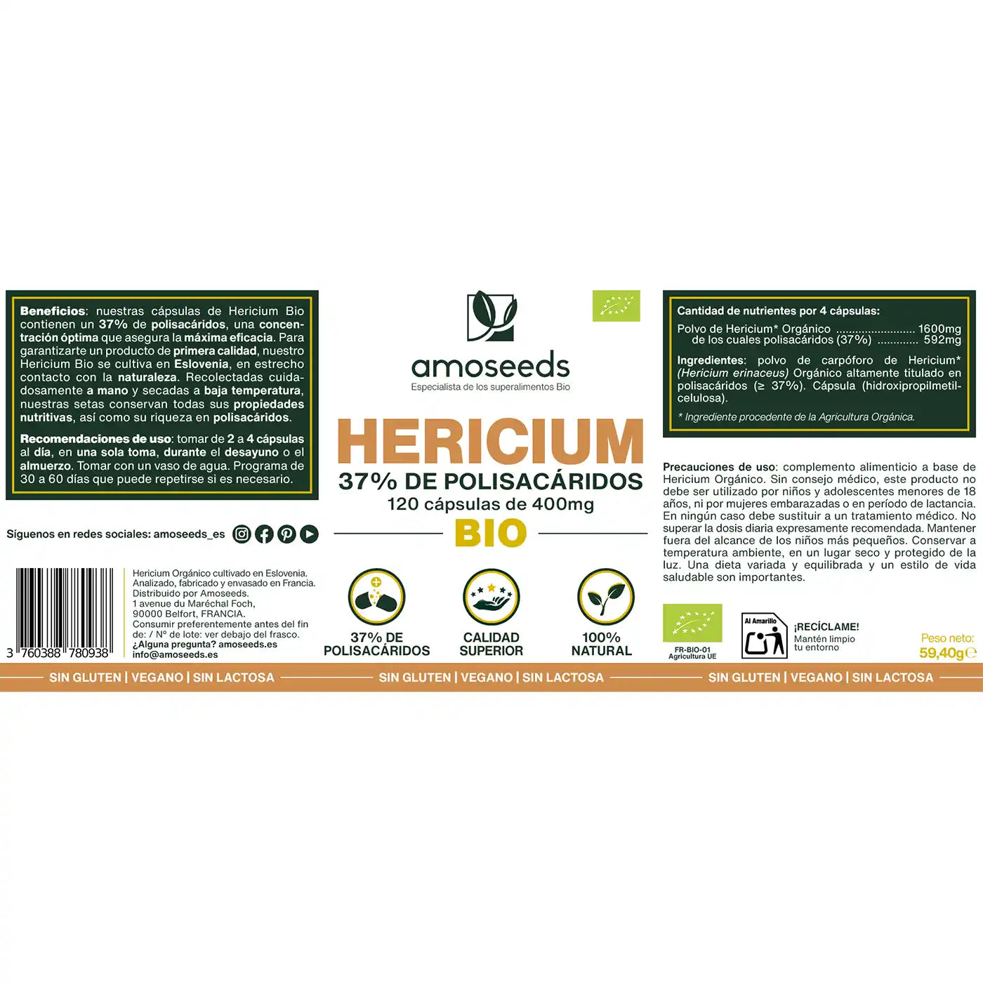 Hericium Bio - amoseeds especialista superalimentos bio