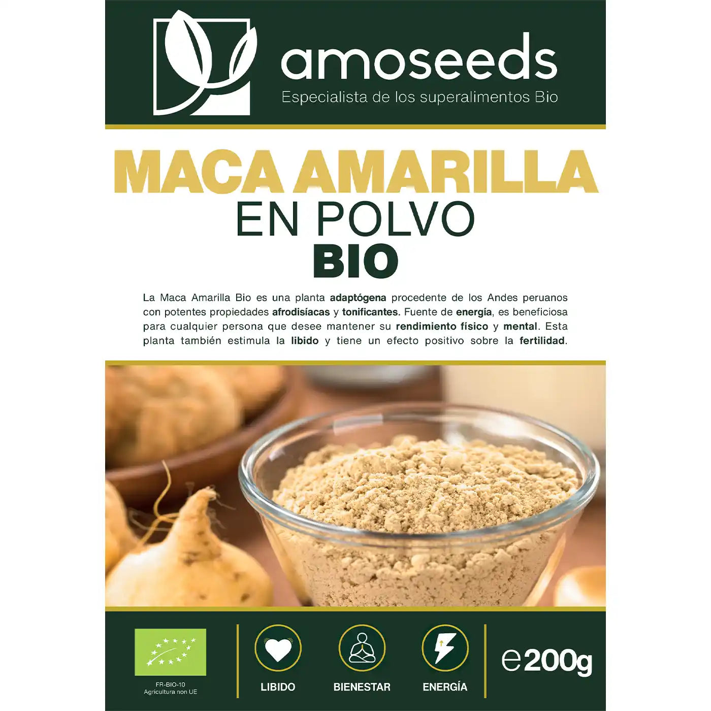 Maca Amarilla Bio amoseeds especialista de los superalimentos bio