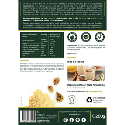 Maca Amarilla Bio amoseeds especialista de los superalimentos bio