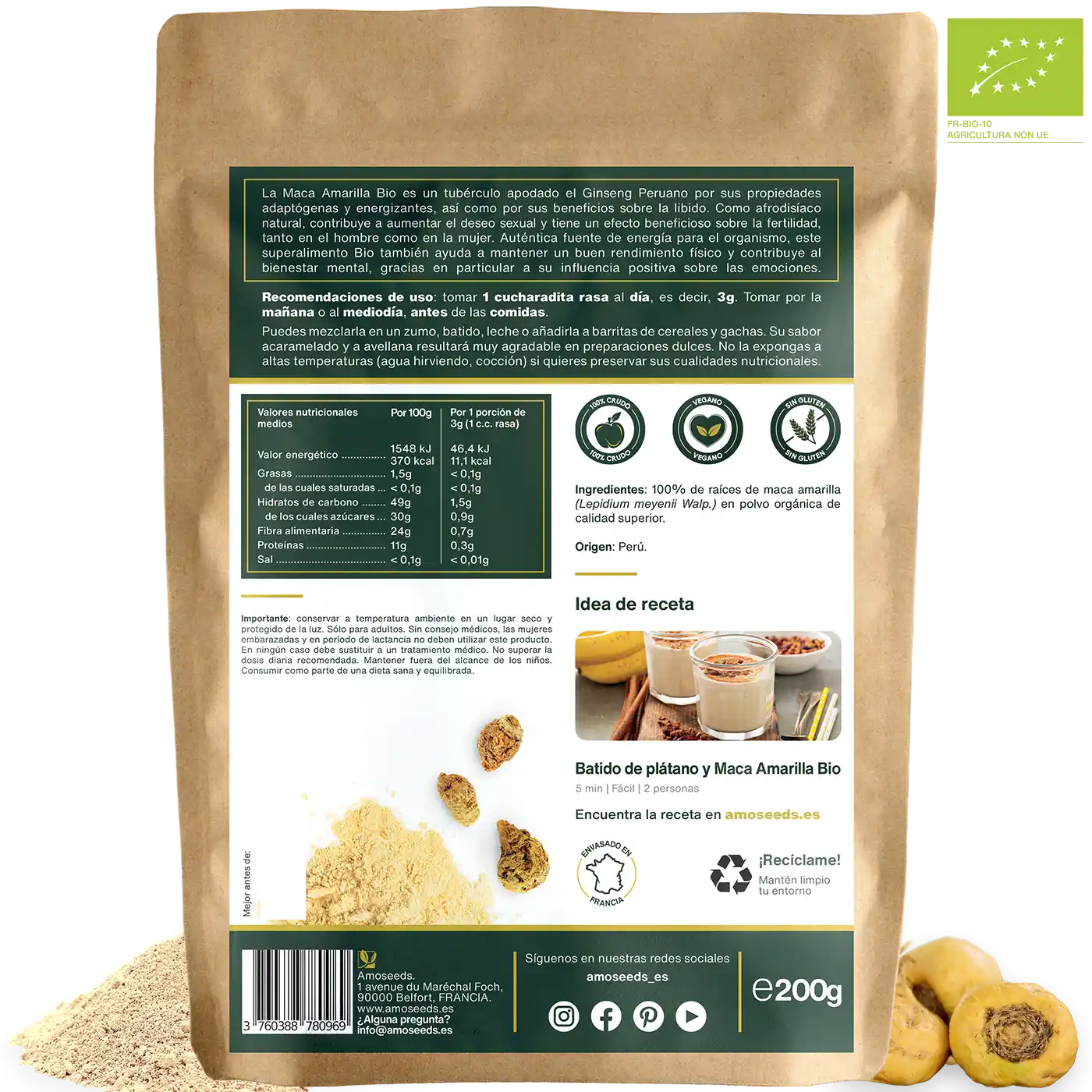 Maca Amarilla Bio amoseeds especialista de los superalimentos bio