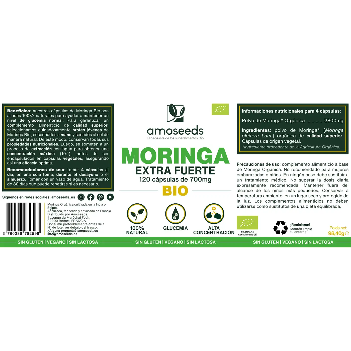 Moringa Bio - capsulas - amoseeds especialista de los superalimentos bio