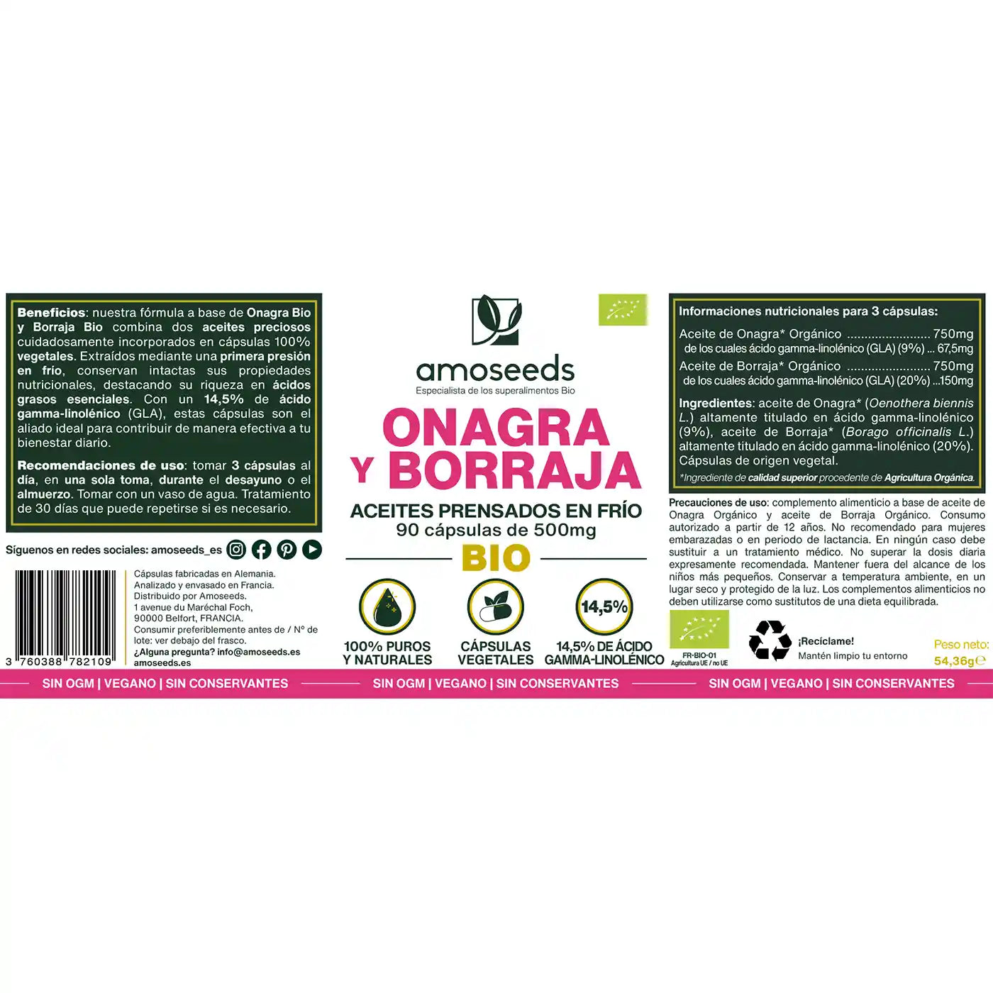 Onagra y Borraja Bio - amoseeds especialista de los superalimentos bio