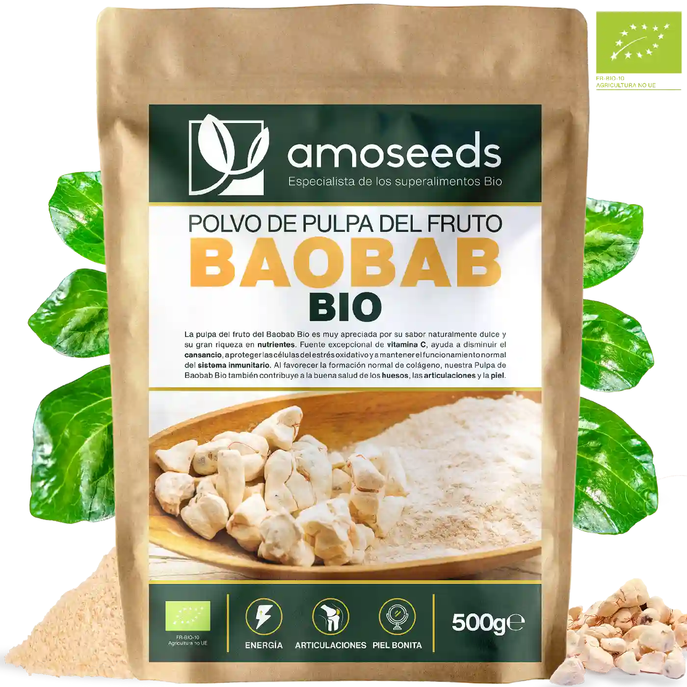 Polvo de pulpa del fruto Baobab Bio - amoseeds - especialista de los suparalimentos bio