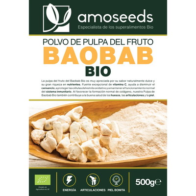 Polvo de pulpa del fruto Baobab Bio - amoseeds - especialista de los suparalimentos bio