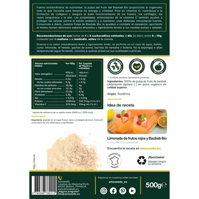 Polvo de pulpa del fruto Baobab Bio - amoseeds - especialista de los suparalimentos bio