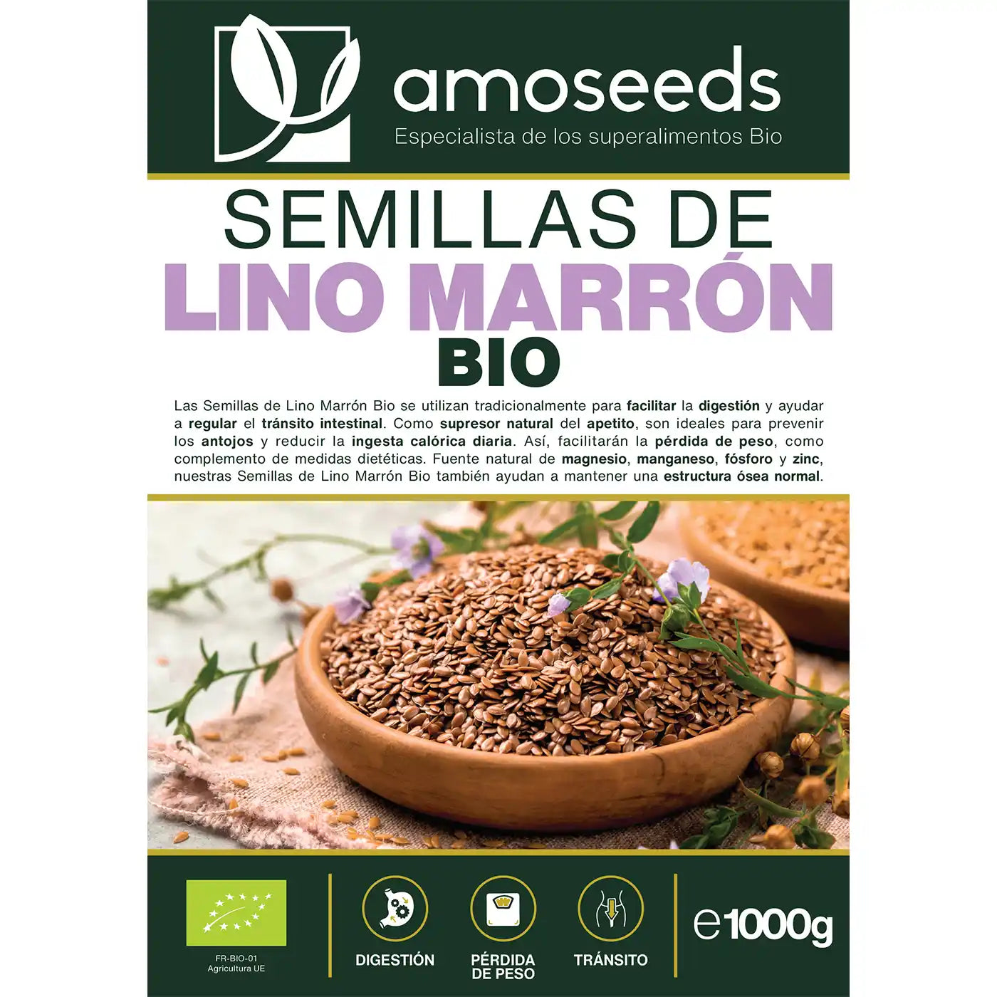  Semillas Lino Marron Bio amoseeds especialista de los superalimentos bio