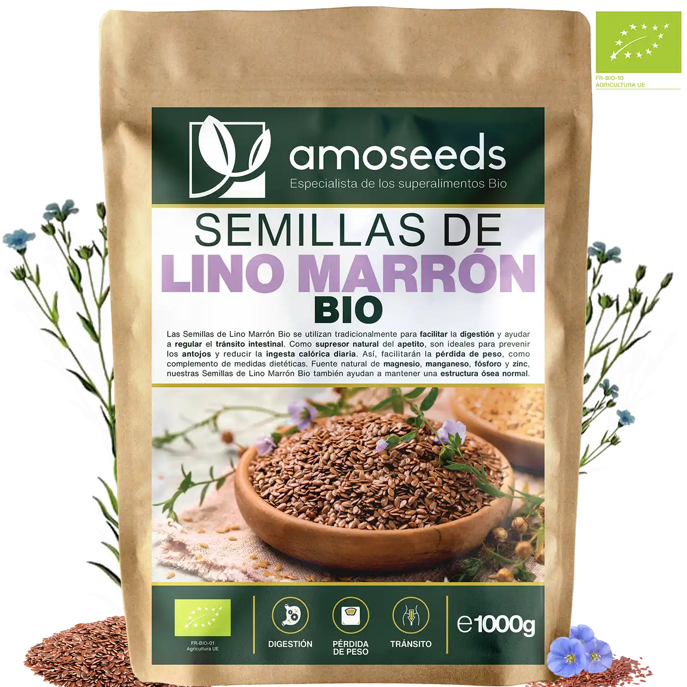  Semillas Lino Marron Bio amoseeds especialista de los superalimentos bio