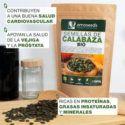 Beneficios Semillas de Calabaza Bio - amoseeds especialista de los superalimentos bio