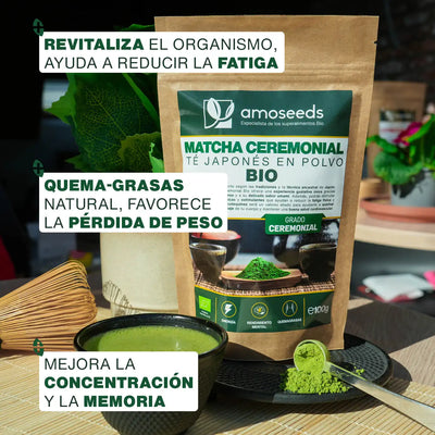 Beneficios Té Matcha Ceremonial Japonés Bio - amoseeds especialista de los superalimentos bio