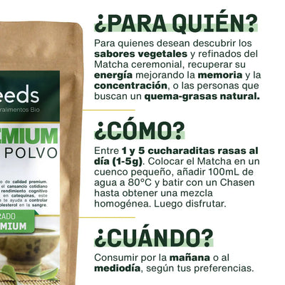 Uso Té Matcha Japonés Premium Bio - amoseeds especialista de los superalimentos bio