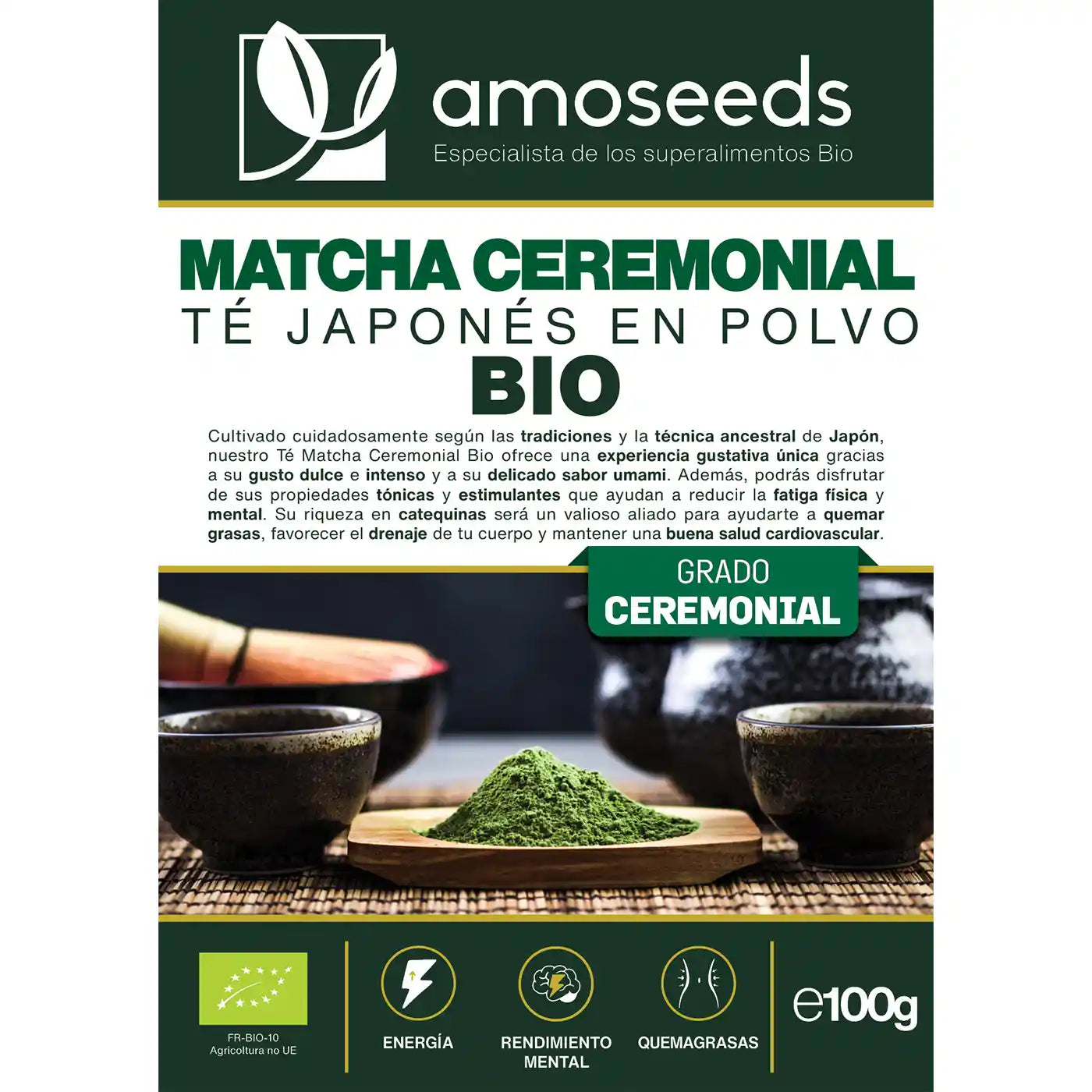 Te matcha ceremonial bio amoseeds especialista de los superalimento bio